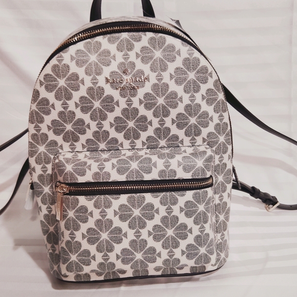 Michael Kors Gray Backpack with Quatrefoil Design - Picture 1 of 5